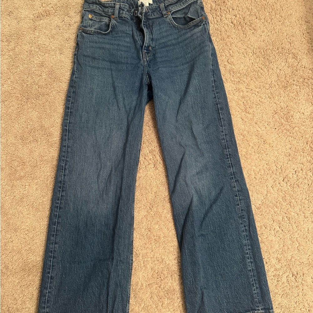 H&M Women's Dark Blue Wide Leg Jeans